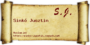 Sinkó Jusztin névjegykártya
